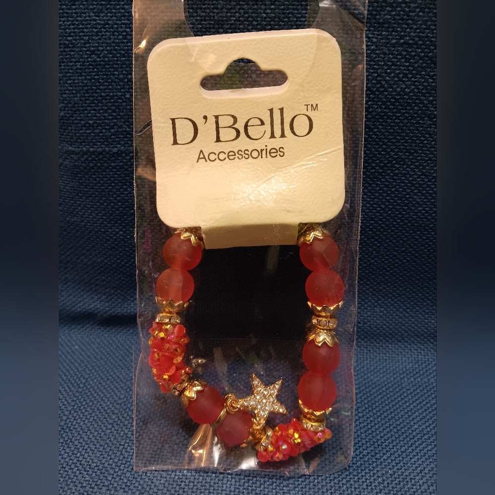 D'Bello Accessories Star Charm Red Bracelet NIP